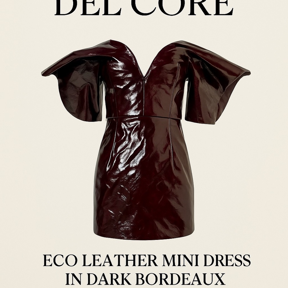 DEL CORE ECO LEATHER MINI DRESS IN DARK
BORDEAUX IT38 US2 NWT